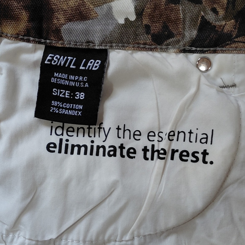 ESNTL Lab Stacked Camo Flare Leg Cargo Pants‎ Men's 38 Utility Flap Pockets - Picture 6 of 15
